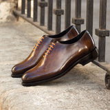 DapperFam Giuliano in Cognac / Denim Men's Hand-Painted Patina Whole Cut — Style 3272