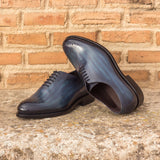 DapperFam Giuliano in Denim Men's Hand-Painted Patina Whole Cut — Style 3274