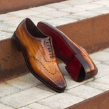 DapperFam Giuliano in Cognac Men's Hand-Painted Patina Whole Cut — Style 3305