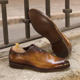 DapperFam Giuliano in Cognac Men's Hand-Painted Patina Whole Cut — Style 3307