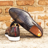 DapperFam Vero in Grey / Burgundy Camo Men's Hand-Painted Patina Derby