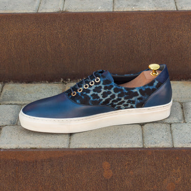 DapperFam Riccardo in Leopard / Navy Men's Sartorial & Italian Suede Top Sider