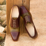 DapperFam Rafael in Burgundy / Olive Men's Italian Leather Oxford