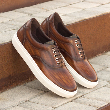 DapperFam Riccardo in Dark Brown Men's Hand-Painted Italian Leather Top Sider