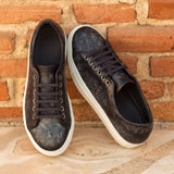DapperFam Rivale in Grey Men's Hand-Painted Italian Leather Trainer — Style 3430