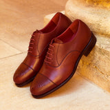 DapperFam Rafael in Burgundy Men's Italian Leather & Full Grain Leather Oxford