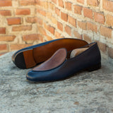 DapperFam Marcello in Med Brown / Navy Men's Italian Leather Belgian Slipper