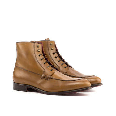 DapperFam Ryker in Cognac / Dark Brown Men's Italian Leather Moc Boot in Cognac / Dark Brown