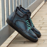DapperFam Dante in Navy Men's Italian Leather High Top