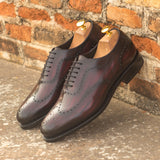 DapperFam Giuliano in Burgundy / Black Men's Italian Leather & Hand-Painted Patina Whole Cut