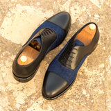 DapperFam Rafael in Black / Jeans Men's Sartorial & Italian Leather Oxford