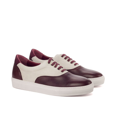DapperFam Riccardo in Wine / White Men's Italian Suede Top Sider in Wine / White
