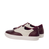 DapperFam Riccardo in Wine / White Men's Italian Suede Top Sider