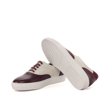 DapperFam Riccardo in Wine / White Men's Italian Suede Top Sider