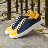 DapperFam Rivale in Mustard Men's Linen Trainer