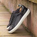 DapperFam Rivale in Grey Men's Hand-Painted Italian Leather Trainer — Style 3968