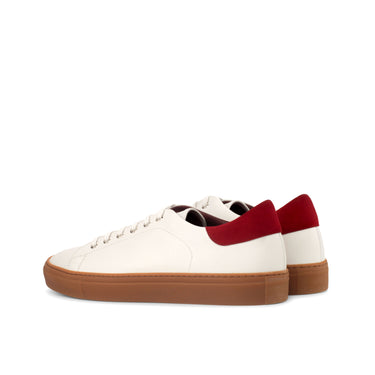 DapperFam Rivale in White / Red Men's Italian Suede Trainer
