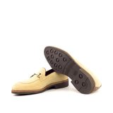 DapperFam Luciano in Sand / Tweed / Med Brown Men's Sartorial & Italian Leather & Lux Suede Loafer