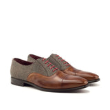 DapperFam Rafael in Tweed / Cognac Men's Sartorial & Italian Leather Oxford in Tweed / Cognac