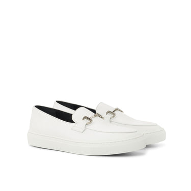 DapperFam King in White Men's Italian Leather Belgian Sneaker in White
