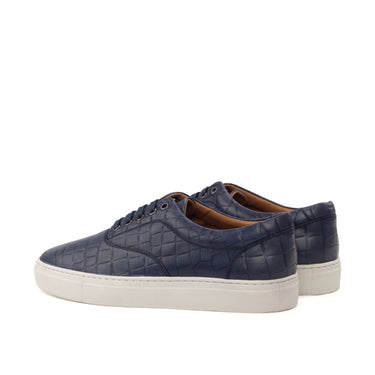 DapperFam Riccardo in Navy Men's Italian Croco Embossed Leather Top Sider