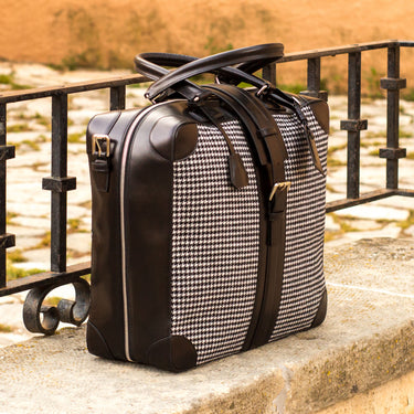 DapperFam Luxe Men's Travel Tote in Houndstooth Sartorial in #color_
