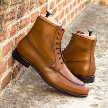 DapperFam Ryker in Cognac / Dark Brown Men's Italian Leather Moc Boot