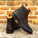 DapperFam Ryker in Black Men's Italian Leather & Italian Pebble Grain Leather Moc Boot