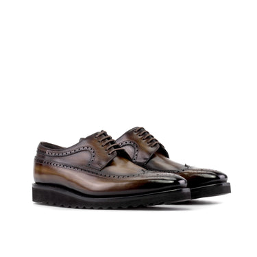 DapperFam Zephyr in Brown Men's Hand-Painted Patina Longwing Blucher in Brown #color_ Brown