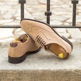 DapperFam Giuliano in Taupe / Dark Brown Men's Italian Croco Embossed Leather & Italian Suede Whole Cut