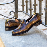 DapperFam Luciano in Tobacco Men's Hand-Painted Patina Loafer — Style 4420