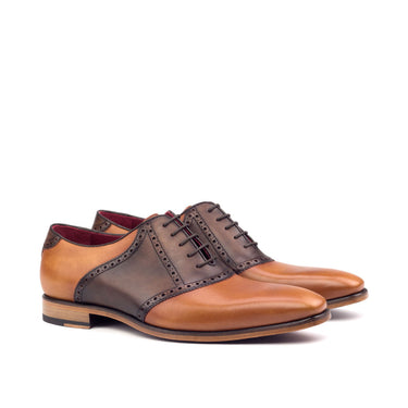 DapperFam Fabrizio in Cognac / Dark Brown Men's Italian Leather Saddle in Cognac / Dark Brown