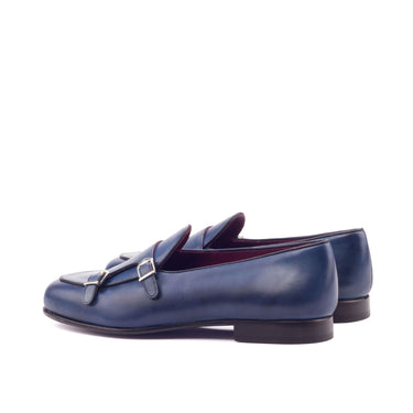 DapperFam Rialto in Navy / Black Men's Italian Leather Monk Slipper