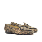 DapperFam Marcello in Black / Leopard Men's Sartorial Belgian Slipper