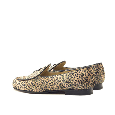 DapperFam Marcello in Black / Leopard Men's Sartorial Belgian Slipper
