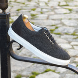 DapperFam Riccardo in Herringbone / Grey Men's Sartorial & Lux Suede Top Sider