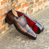 DapperFam Vero in Brown Men's Hand-Painted Patina Derby — Style 4742