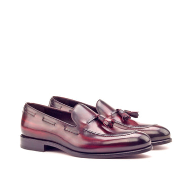 DapperFam Luciano in Burgundy Men's Hand-Painted Patina Loafer in Burgundy #color_ Burgundy