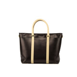 DapperFam Luxe Men's Casual Tote in Black Painted Calf