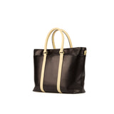 DapperFam Luxe Men's Casual Tote in Black Painted Calf
