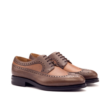 DapperFam Zephyr in Med Brown / Dark Brown Men's Italian Full Grain Leather Longwing Blucher in Med Brown / Dark Brown