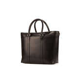 DapperFam Luxe Men's Casual Tote in Black Painted Calf