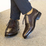 DapperFam Zephyr in Dark Brown Men's Italian Leather Longwing Blucher — Style 5025
