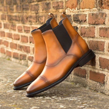 DapperFam Vesuvio in Cognac Men's Italian Leather Chelsea Multi Boot in #color_