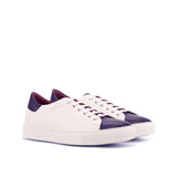 DapperFam Rivale in White / Navy Men's Italian Leather Trainer — Style 4188