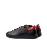 DapperFam Rivale in Black Men's Italian Croco Embossed Leather Trainer