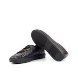 DapperFam Rivale in Black Men's Italian Croco Embossed Leather Trainer