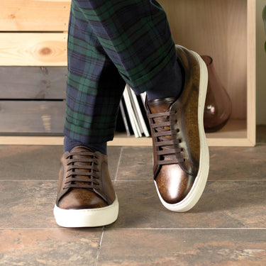 DapperFam Rivale in Brown Men's Hand-Painted Patina Trainer