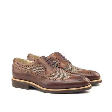 DapperFam Zephyr in Tweed / Med Brown Men's Sartorial & Italian Leather Longwing Blucher in Tweed / Med Brown