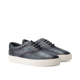DapperFam Riccardo in Denim Men's Hand-Painted Italian Leather Top Sider in Denim